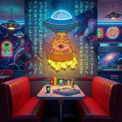 Pizza Ufo Artwork Led Neon Sign Light