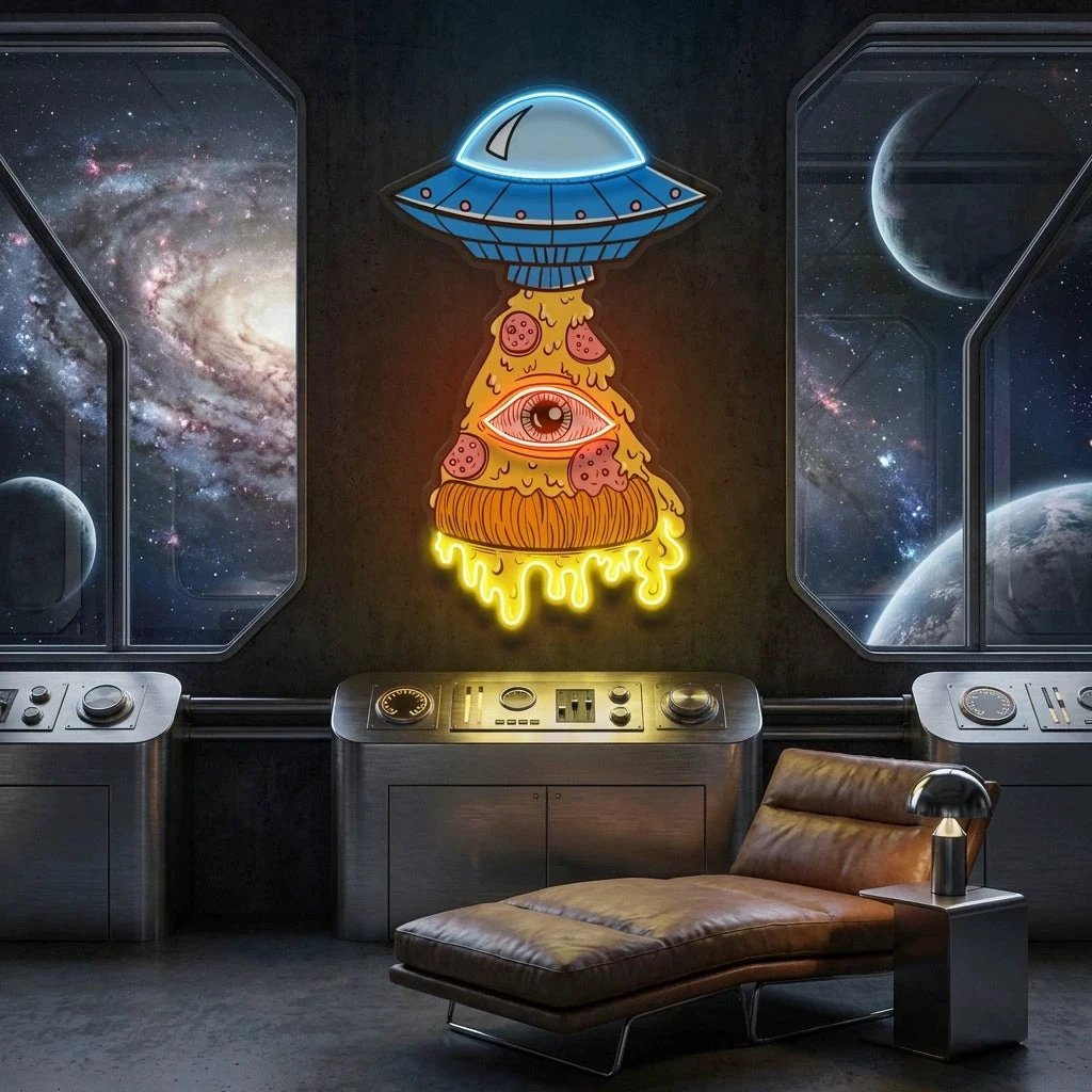 Pizza Ufo Artwork Led Neon Sign Light