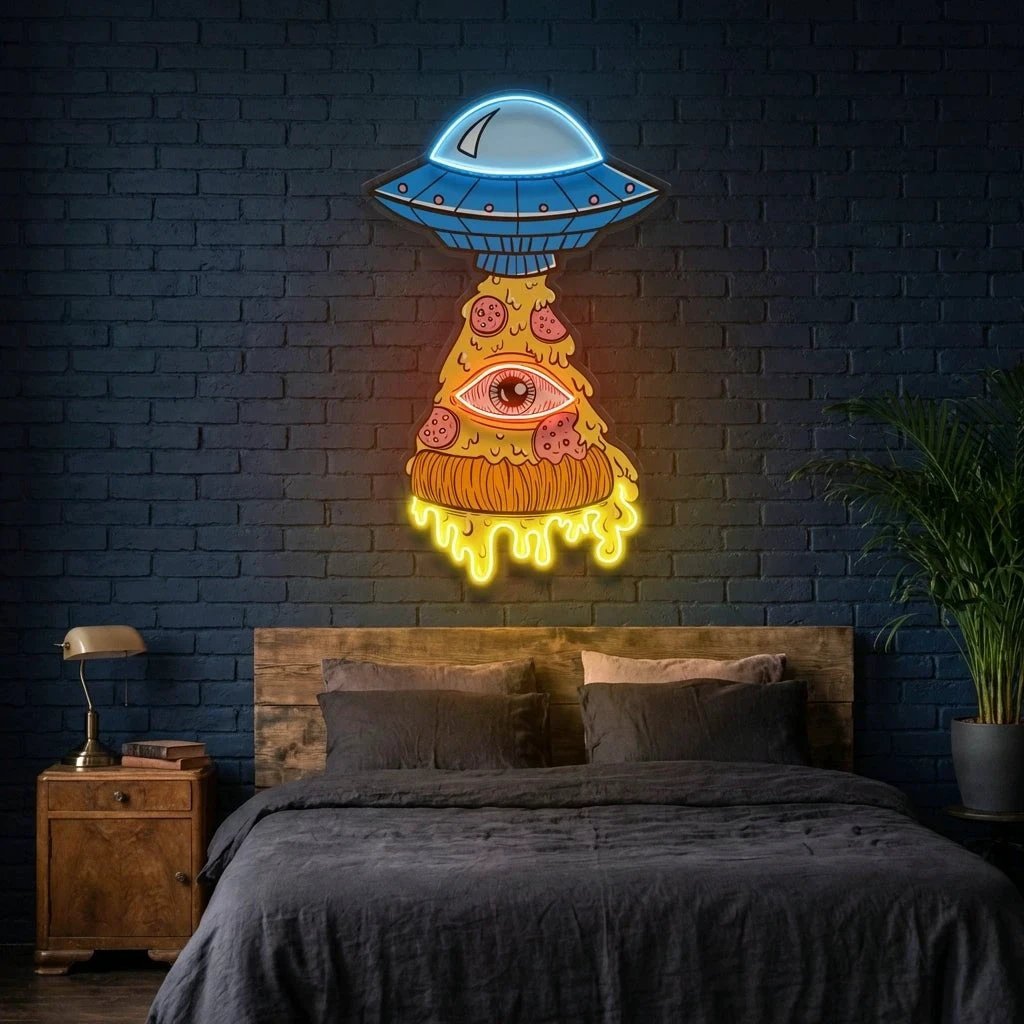 Pizza Ufo Artwork Led Neon Sign Light