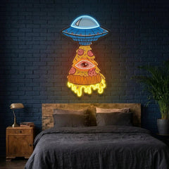Pizza Ufo Artwork Led Neon Sign Light