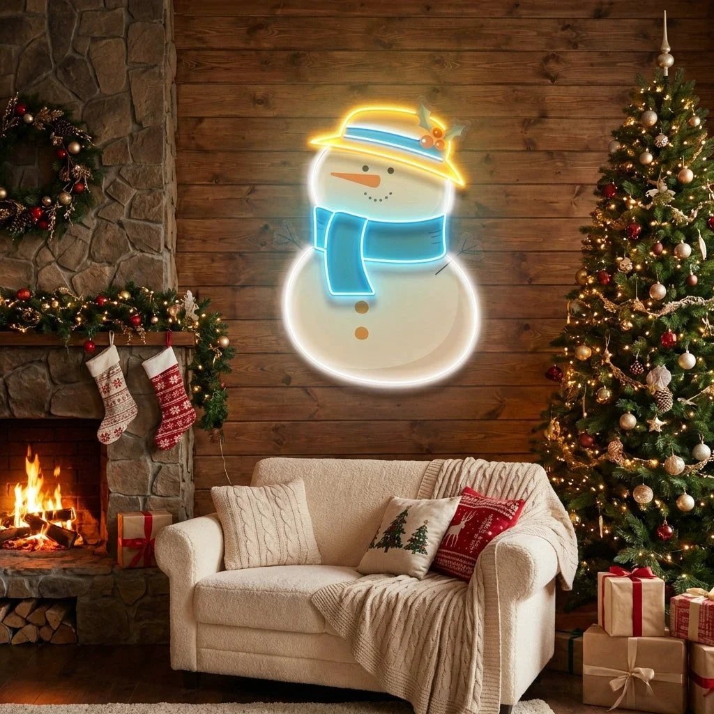 Plump Snowman Art Work Led Neon Sign Light