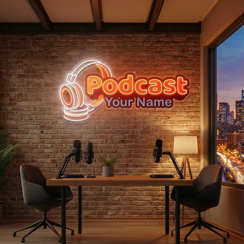 Custom Name Podcast Studio LED Neon Sign Artwork