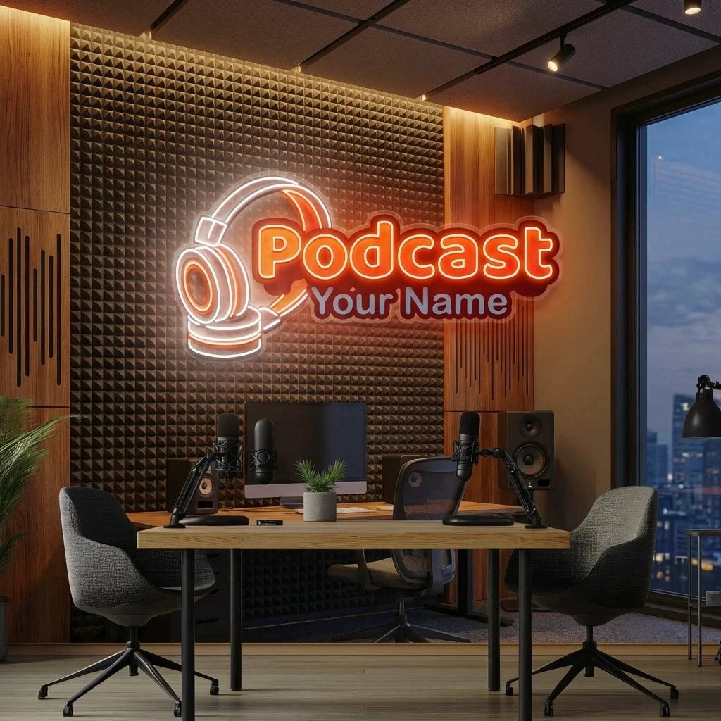 Custom Name Podcast Studio LED Neon Sign Artwork