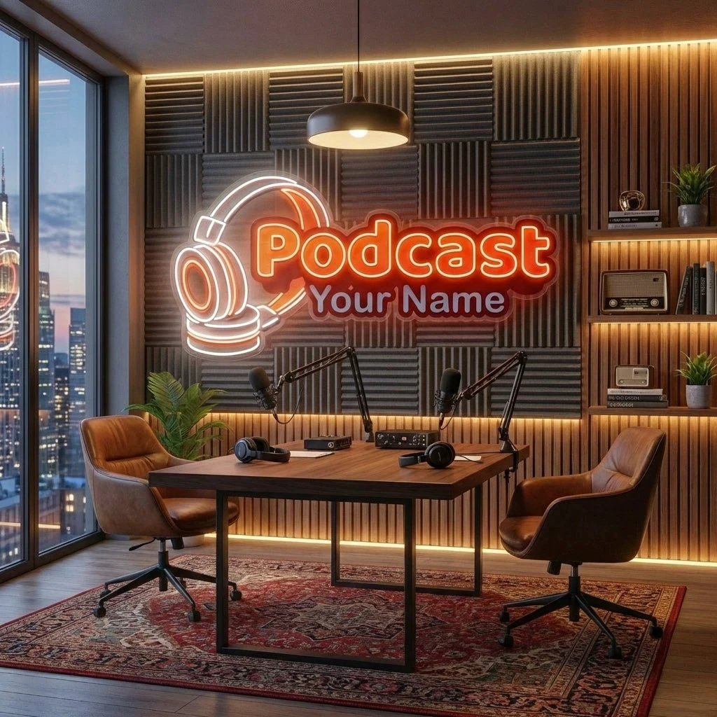Custom Name Podcast Studio LED Neon Sign Artwork