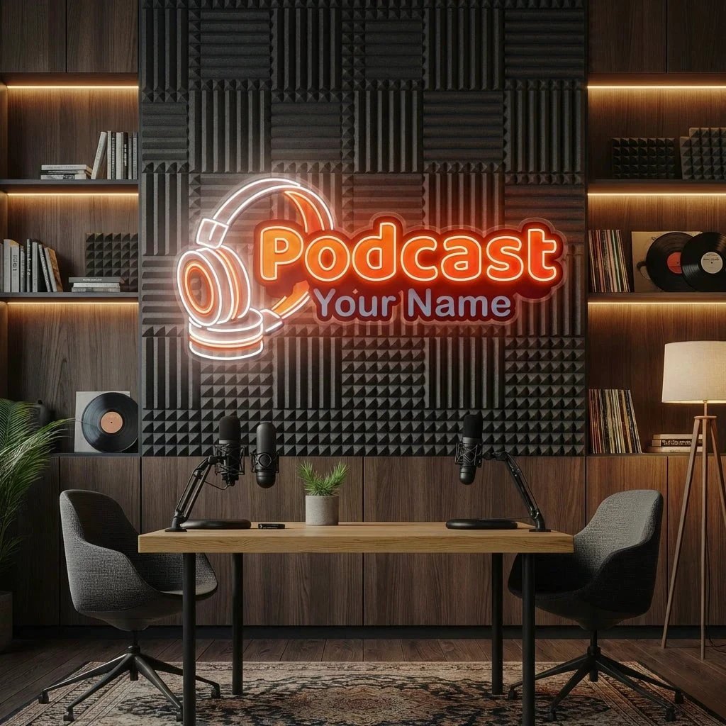 Custom Name Podcast Studio LED Neon Sign Artwork