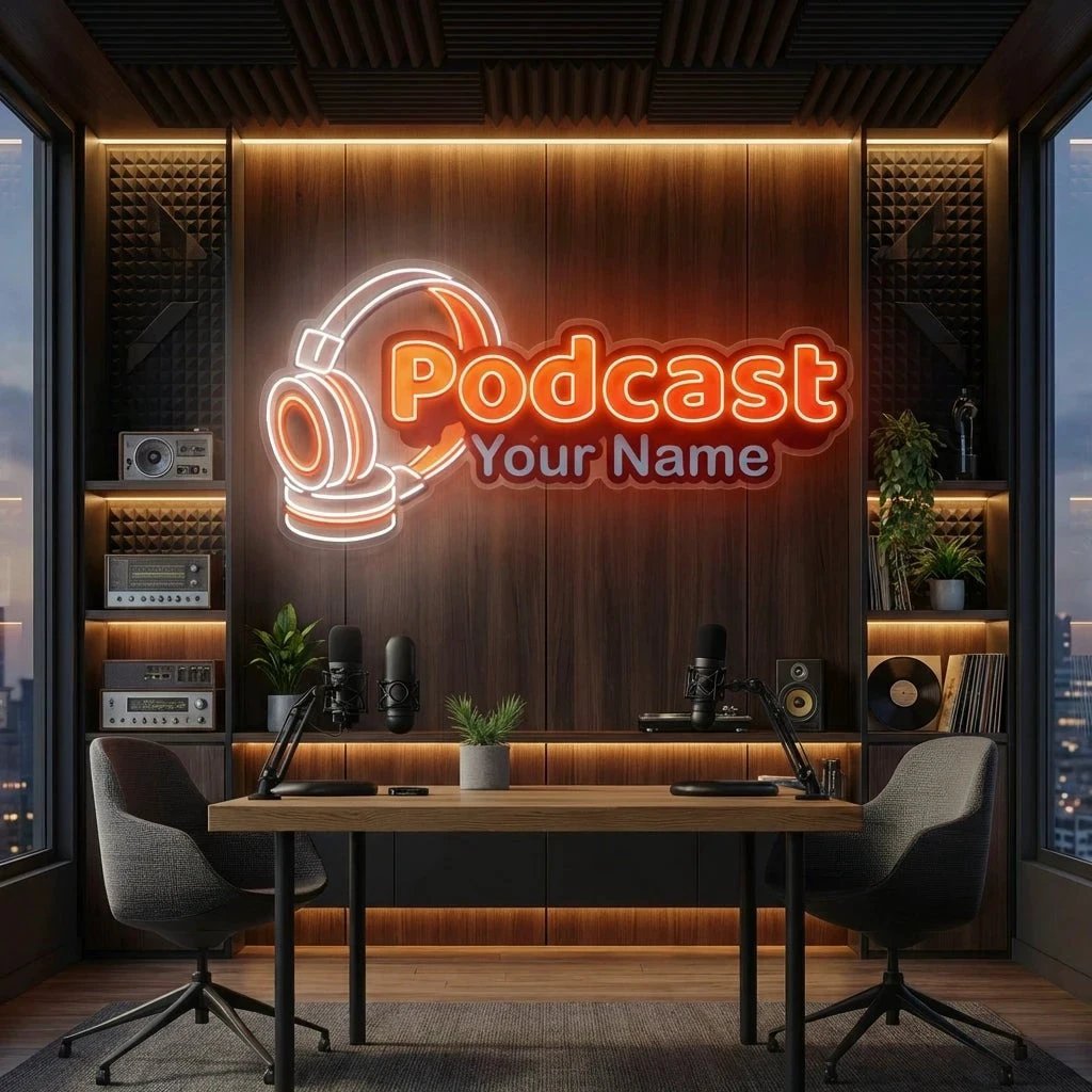 Custom Name Podcast Studio LED Neon Sign Artwork
