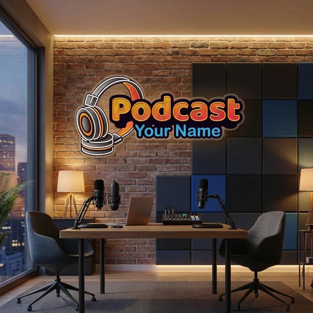 Custom Name Podcast Studio LED Neon Sign Artwork