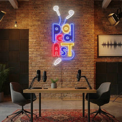 Podcast Studio LED Neon Sign - Wire Earphones Artwork Decoration