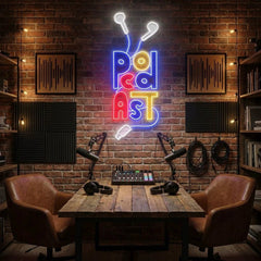 Podcast Studio LED Neon Sign - Wire Earphones Artwork Decoration