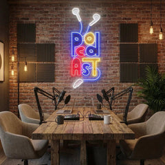 Podcast Studio LED Neon Sign - Wire Earphones Artwork Decoration