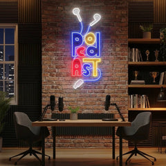 Podcast Studio LED Neon Sign - Wire Earphones Artwork Decoration