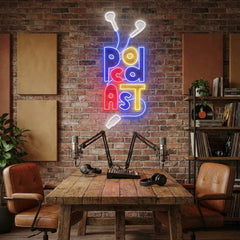 Podcast Studio LED Neon Sign - Wire Earphones Artwork Decoration