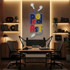 Podcast Studio LED Neon Sign - Wire Earphones Artwork Decoration