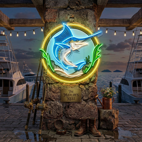 Pointed Fish In Round Frame LED Neon Sign Light Pop Art