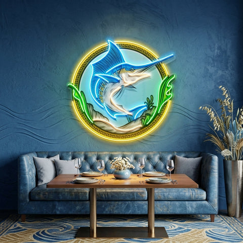 Pointed Fish In Round Frame LED Neon Sign Light Pop Art