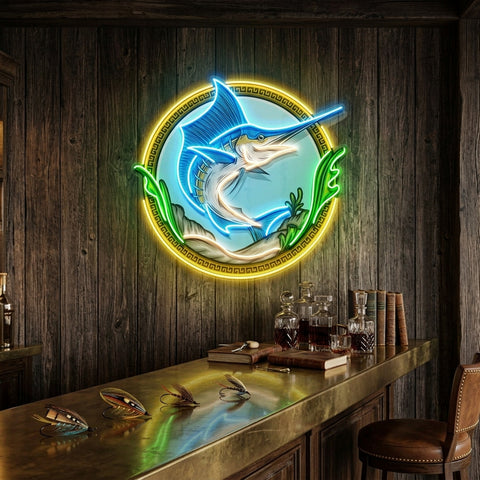Pointed Fish In Round Frame LED Neon Sign Light Pop Art