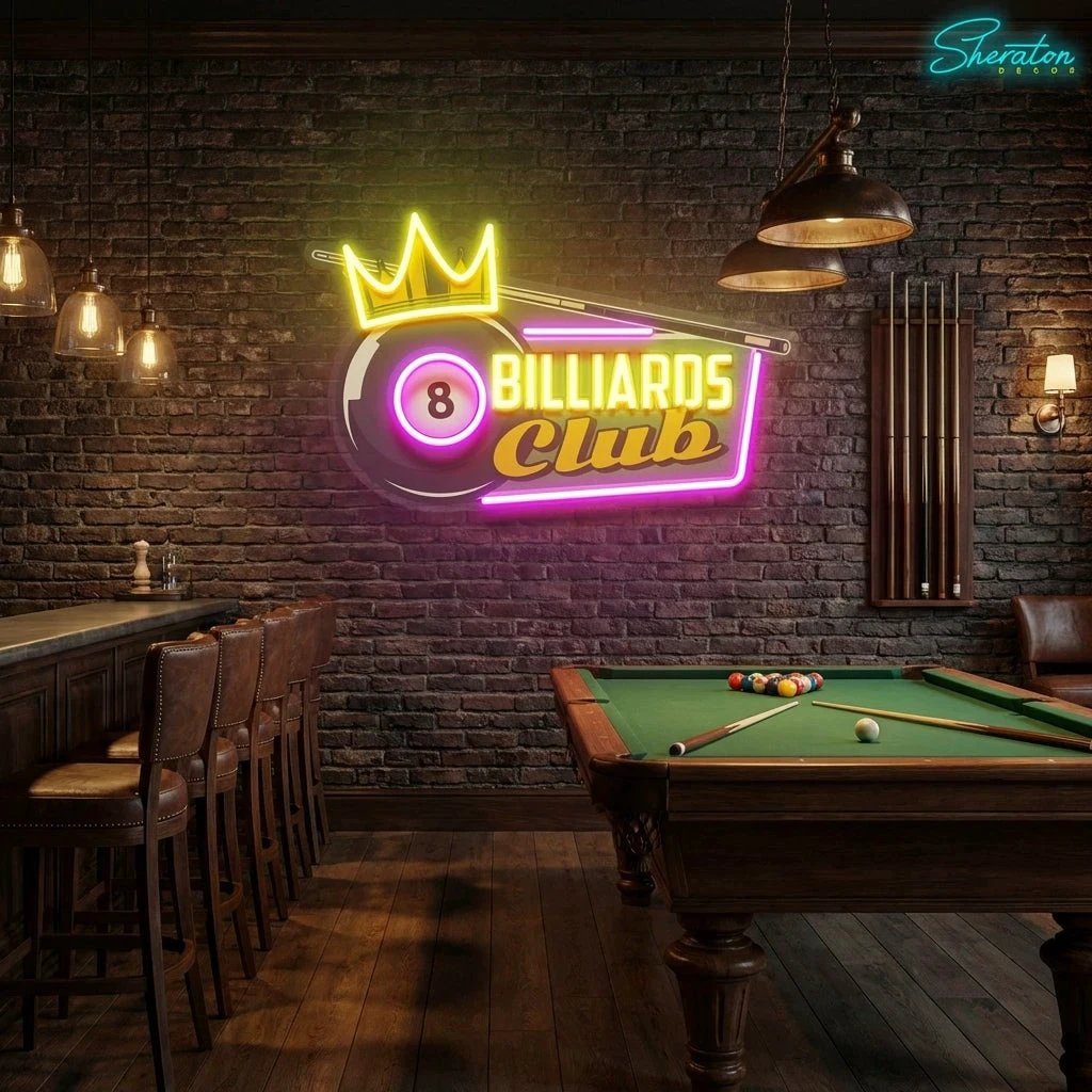 Pool Billiards Rec Room Decor Artwork Led Neon Sign Light