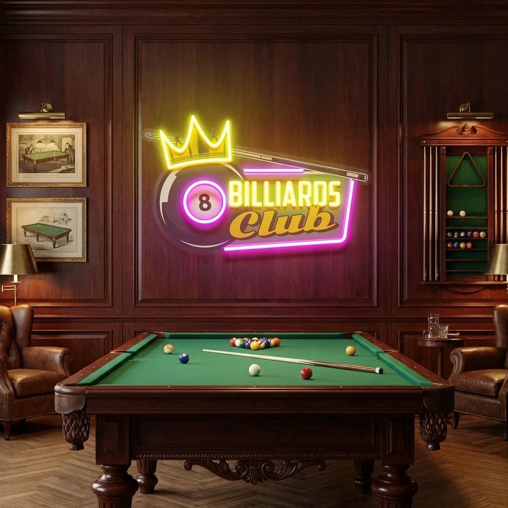 Pool Billiards Rec Room Decor Artwork Led Neon Sign Light
