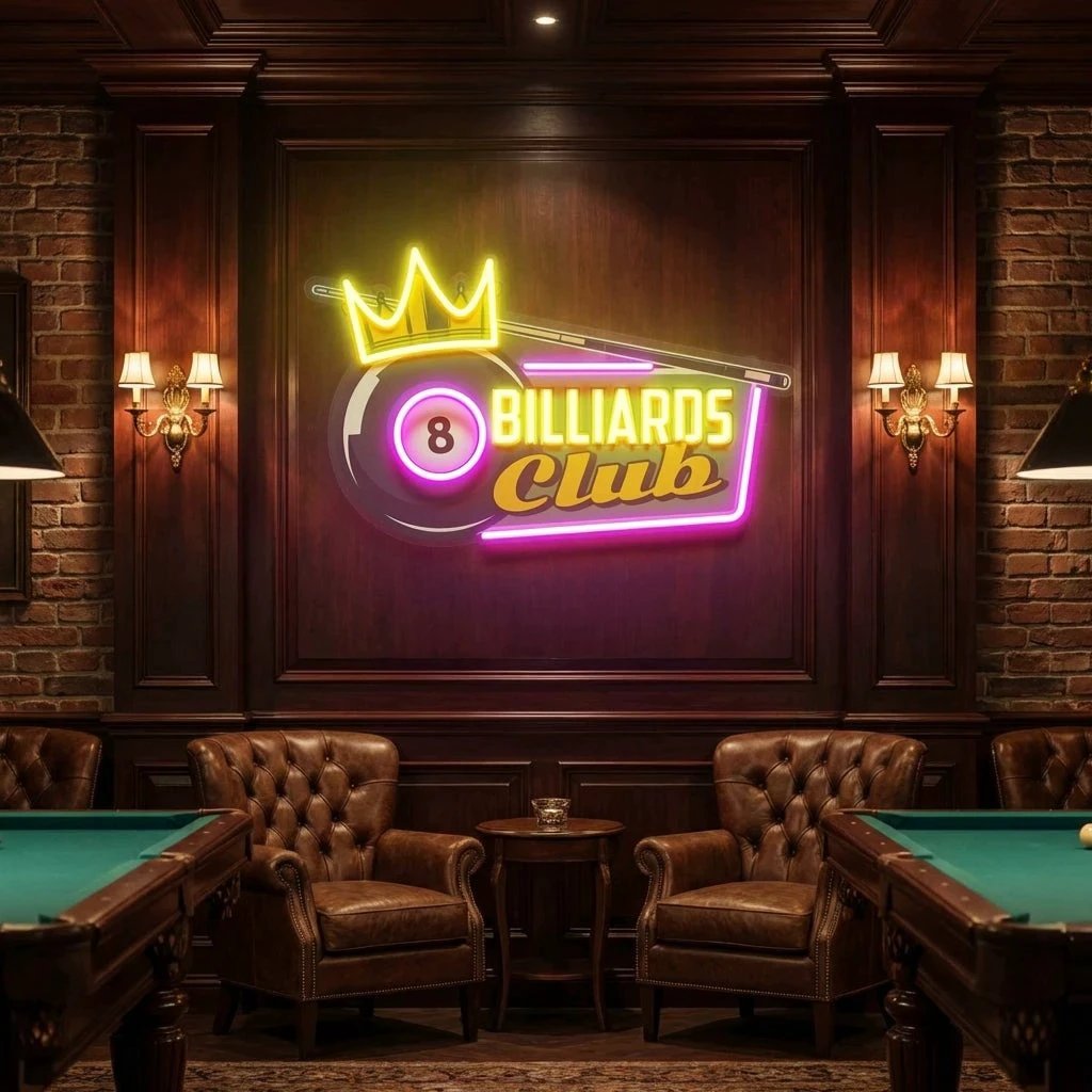 Pool Billiards Rec Room Decor Artwork Led Neon Sign Light