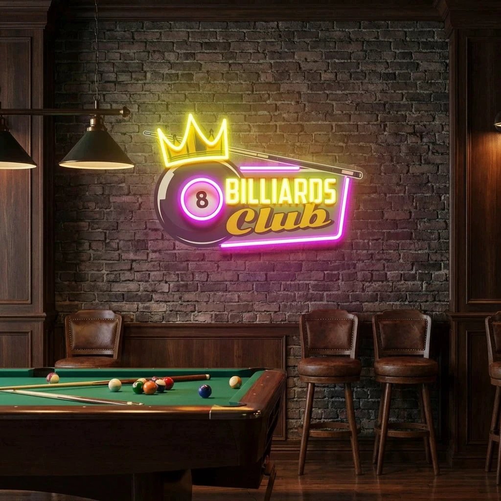 Pool Billiards Rec Room Decor Artwork Led Neon Sign Light