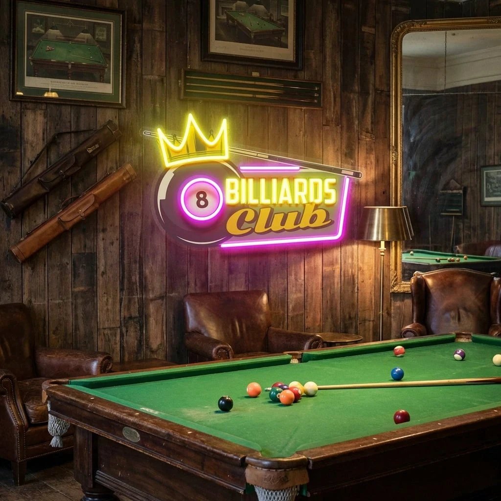 Pool Billiards Rec Room Decor Artwork Led Neon Sign Light