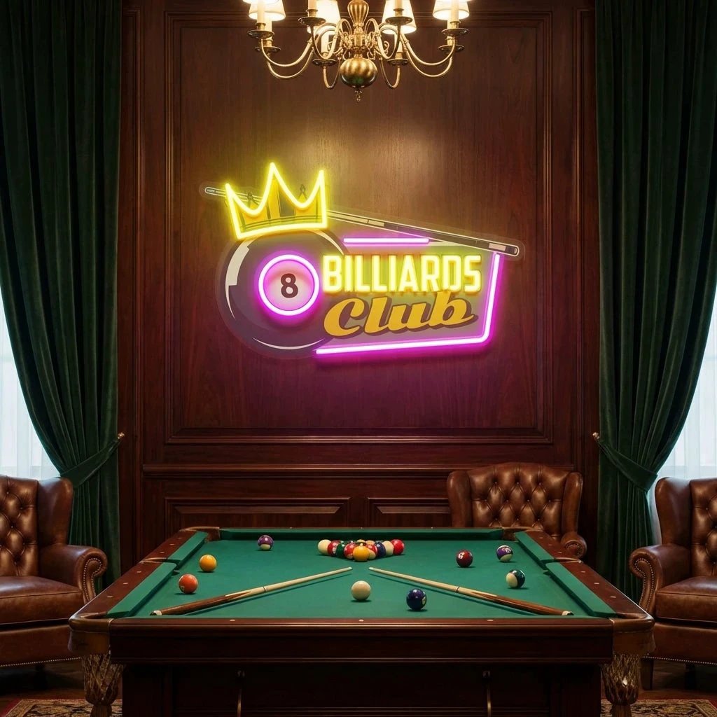 Pool Billiards Rec Room Decor Artwork Led Neon Sign Light