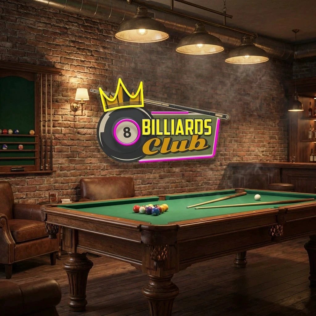 Pool Billiards Rec Room Decor Artwork Led Neon Sign Light