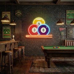 Pool Wall Art, Billiards Artwork, Pool Table Decor, Game Room Wall Decor, Billiards Decor, Gift For Pool Player Artwork Led Neon Sign Light