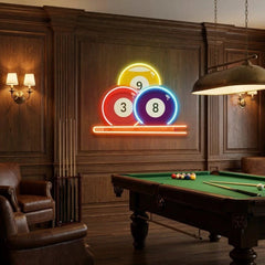 Pool Wall Art, Billiards Artwork, Pool Table Decor, Game Room Wall Decor, Billiards Decor, Gift For Pool Player Artwork Led Neon Sign Light