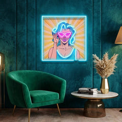 Pop Art Girl Sunglasses Artwork Led Neon Sign Light