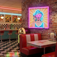 Pop Art Girl Sunglasses Artwork Led Neon Sign Light