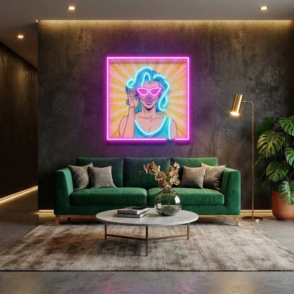 Pop Art Girl Sunglasses Artwork Led Neon Sign Light