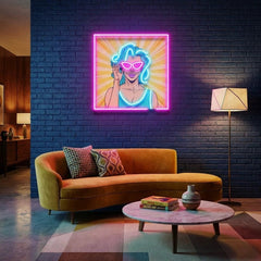 Pop Art Girl Sunglasses Artwork Led Neon Sign Light