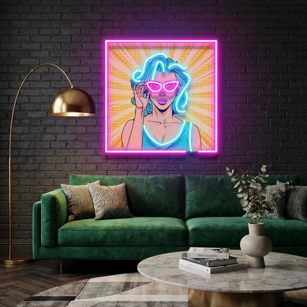 Pop Art Girl Sunglasses Artwork Led Neon Sign Light