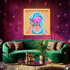 Pop Art Girl Sunglasses Artwork Led Neon Sign Light