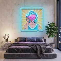 Pop Art Girl Sunglasses Artwork Led Neon Sign Light