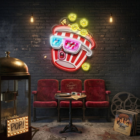 Popcorn Panic LED Neon Sign Light Pop Art