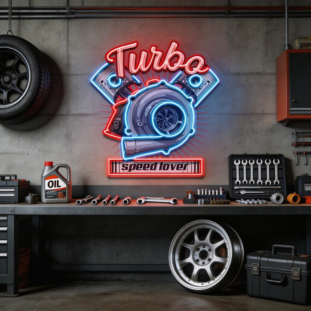 Powerful Racing Turbo LED Neon Sign Light Pop Art