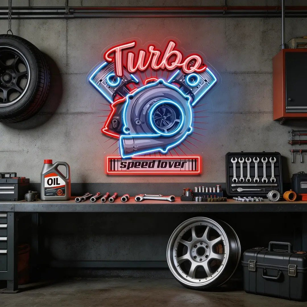 Powerful Racing Turbo LED Neon Sign Light Pop Art