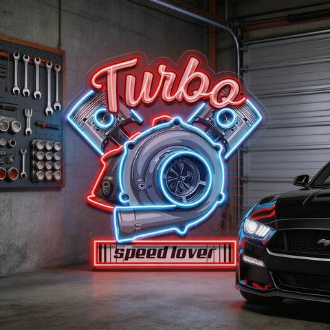Powerful Racing Turbo LED Neon Sign Light Pop Art