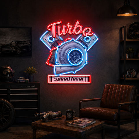 Powerful Racing Turbo LED Neon Sign Light Pop Art