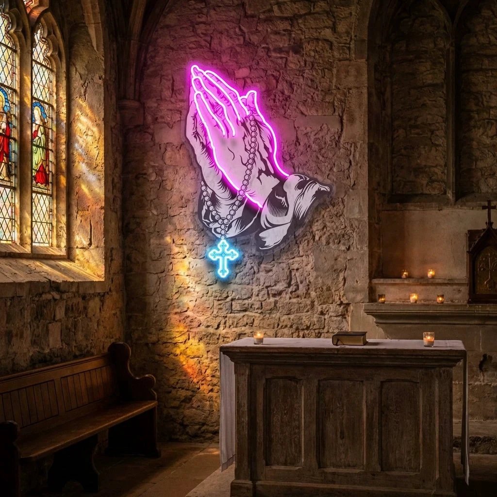 Praying Hands 1 Artwork Led Neon Sign Light
