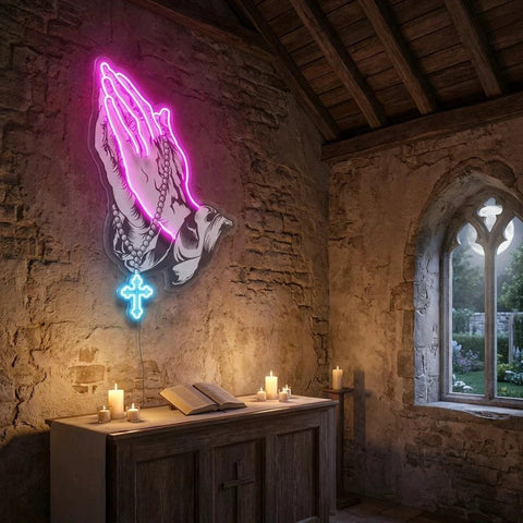 Praying Hands 1 Artwork Led Neon Sign Light