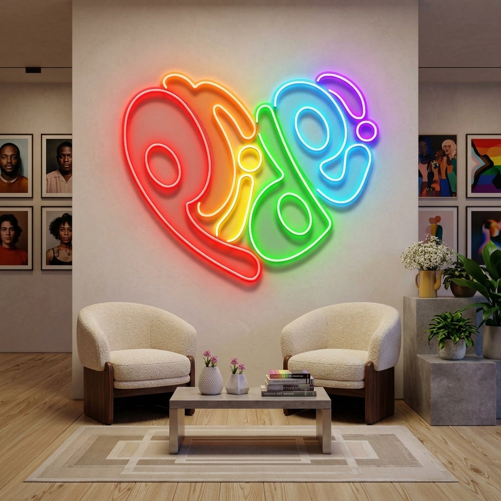 Pride In Heart LED Neon Sign Light Pop Art