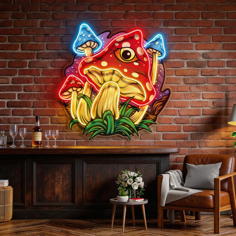 Psychedelic Eye Mushroom LED Neon Sign Light Pop Art