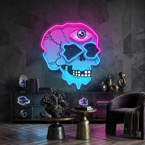 Psychedelic Trippy Skull LED Neon Sign Light Pop Art