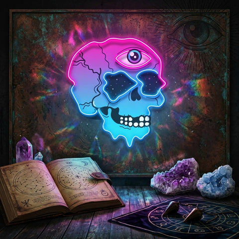 Psychedelic Trippy Skull LED Neon Sign Light Pop Art