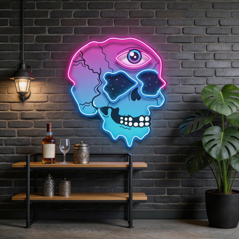 Psychedelic Trippy Skull LED Neon Sign Light Pop Art
