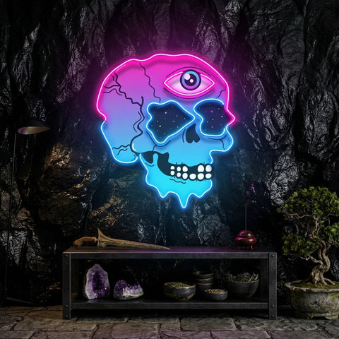 Psychedelic Trippy Skull LED Neon Sign Light Pop Art