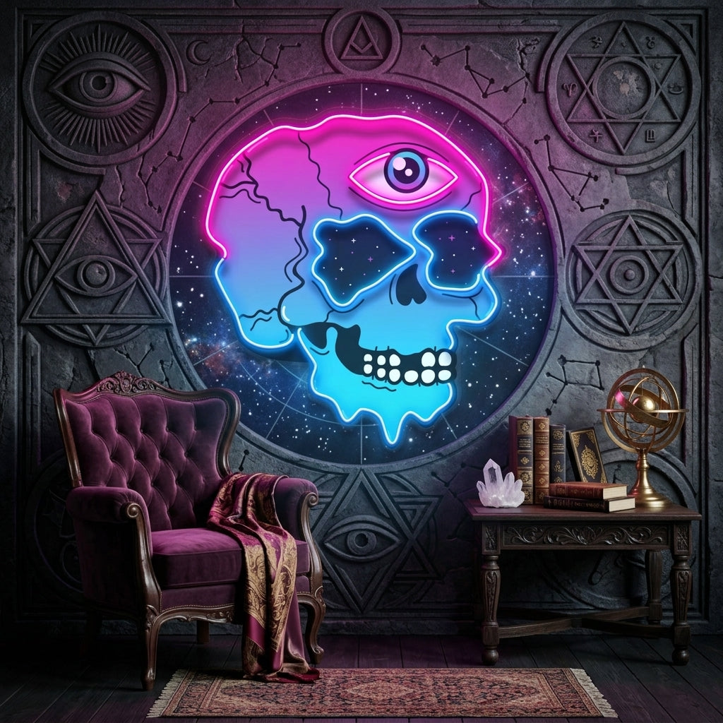 Psychedelic Trippy Skull LED Neon Sign Light Pop Art